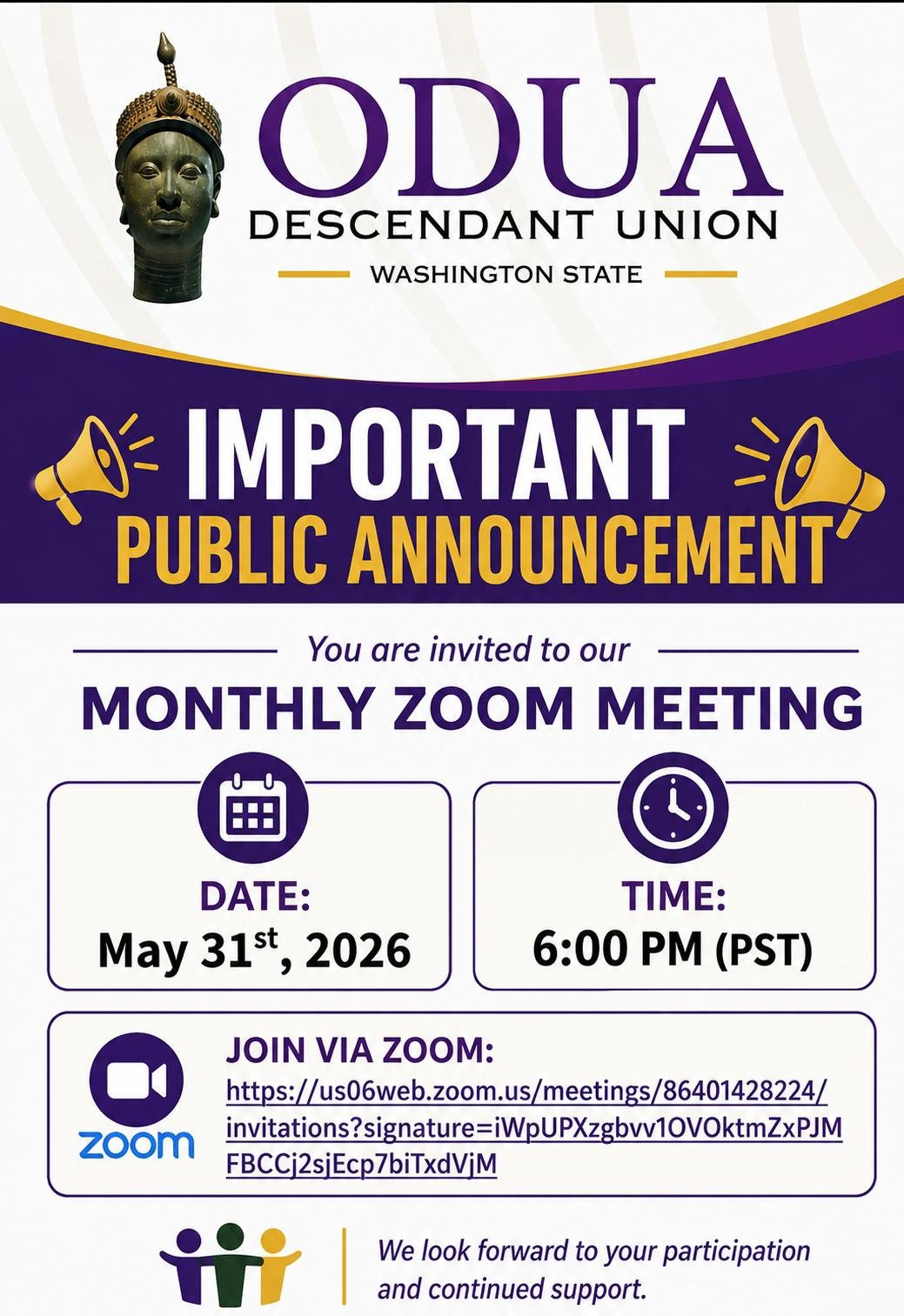 Monthly Zoom Meeting